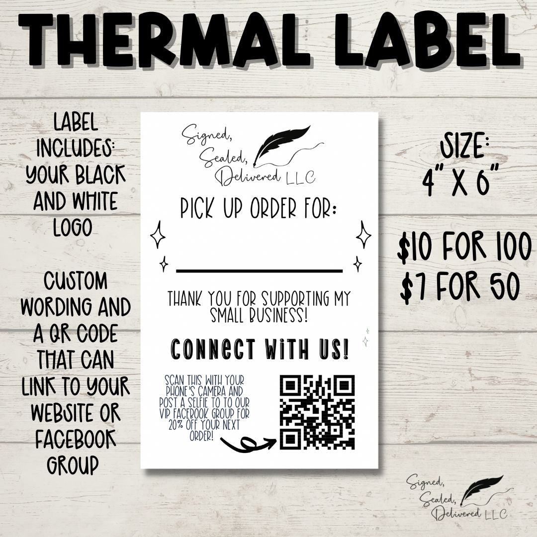 CUSTOM Order Pick Up Labels